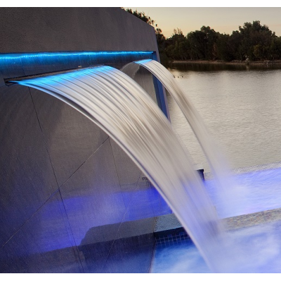 8 colors RGB led stainless steel water fall cascade outdoor swimming pool water feature